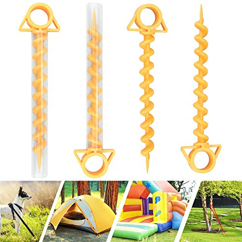 EMAGEREN 4Pcs Zeltheringe Bodenanker 30 cm Sandheringe Zeltnagel ABS Kunststoff Camping Schraubheringe Heringe Zelt Orange Zeltbefestigung Zelthaken Heringe Schraubanker für Camping Outdoor Strand