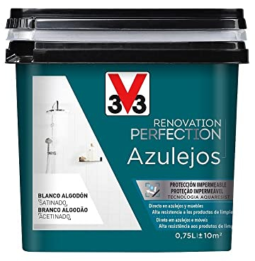 V33 Esmalte Renovation Perfection Azulejos Blanco Algodón Satinado 0,75L
