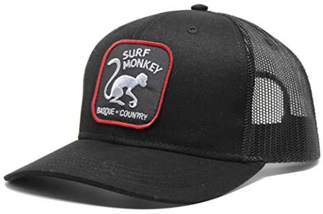 DRESSED IN MUSIC PLAY WITH ME Trucker Cap Damen/Herren Surf Monkey® - One Size (55-61 cm) - Verstellbare Mesh Cap - Snapback mit luftigem Netzteil (schwarz)