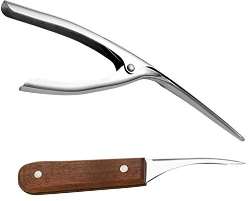 Cabilock 1 Juego 2 Piezas Abridor De Camarones De Acero Inoxidable Limpiador De Gambas Pelador De Gambas Herramienta De Cocina Desvenador De Camarones Ostra De Madera Marroquinería Mariscos