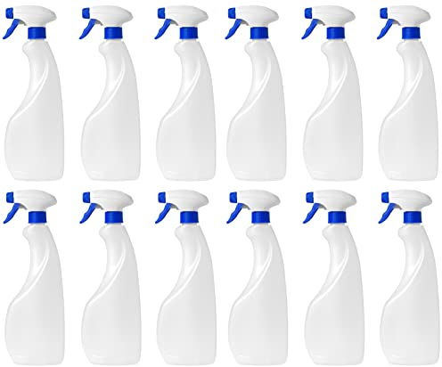 MARKESYSTEM - 750 ml leeres Sprühflasche (12 Stück) HPDE transparent und recycelbar - Inland und Profi - Perfekte Spritzpistole für Chemikalien, Flüssigkeiten, Alkohol usw.