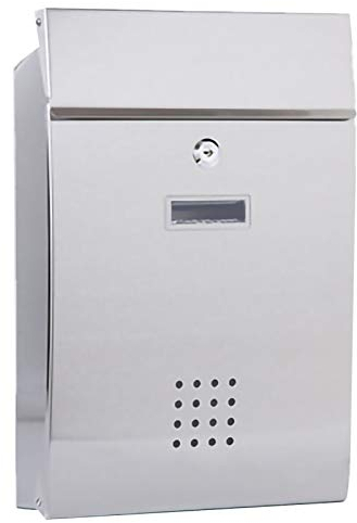 FYZS Postfach, Postfach, Briefkasten, verzinktes Stahl wasserdichtes Design Postkasten, mit schlanker Linie und Zeitungsschlitz, an der Wand montiert, abschließbar (Color : Stainless Steel)