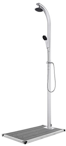 vidaXL Trädgårdsdusch med grått golv 220 cm aluminium