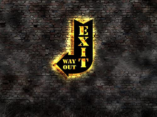 EXIT WAY OUT Dekoschild Pfeil Ausgang Nostalgie no Blechschild Emailschild LED beleuchtet Aufkleber Chakra Wandtattoo Skyline Wandsticker Aufkleber Buch Reise no Neonreklame Schild LED Deko