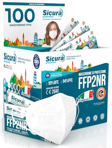 100 Mascherine FFP2 Certificate CE Made in Italy SICURA EN 149:2001+A1:2009 | BFE ≥99% vera Marcatura EFFETTO PULITO sigillate