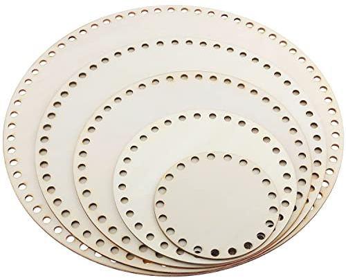 ZDNT 5PCS Korbboden Zum Häkeln Naturholzkorbboden Taschenboden Zum Häkeln korbflechten Set Häkelkorb Holz Basis Korbboden aus Holz Peddigrohr Boden Rund Für DIY,Crochet basket bottom,10/15/20/25/30cm