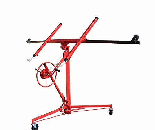 Heavy Duty 11FT Drywall Hoist Portable Jack Tool Caster Plasterboard Panel Sheet Crane (Red)