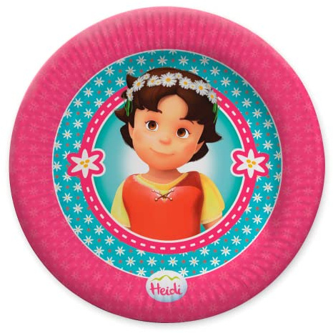Party Factory Heidi - Lot de 10 assiettes jetables en carton - Multicolore - Diamètre : 23 cm - Pour anniversaire d'enfant, fête à thème