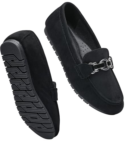 VERDASCO Wide Loafers for Women Comfort Flat Work Shoes Casual Slip On Moccasins Penny Loafers Lady Dress Shoes Black 11W