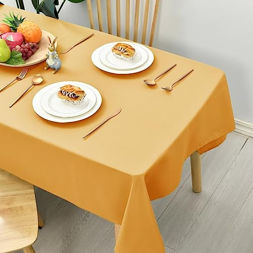 Hiasan Rektangulär vaxduk vaxduk pappersrulle fläckbeständig bordsduk plastduk födelsedag soffbord för matsal, trädgård, bröllopsfest eller hem, 140 x 280 cm, gul