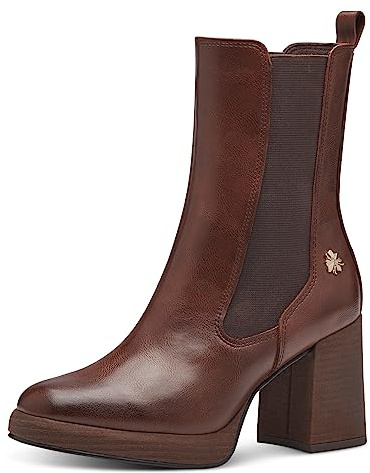 MARCO TOZZI by Guido Maria Kretschmer Damen Chelsea Boots aus Kunstleder mit Absatz, Braun (Chestnut), 40