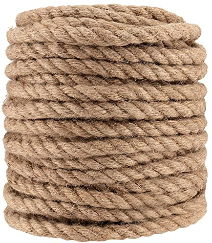 NGOSUET 50m x 10mm Hanfseil, Hanfschnur Gedrehtes Juteseil, Natürliches Juteseil Jutekordel Jute Rope für Garten, Dekorieren, Handwerk, Bündeln, Camping