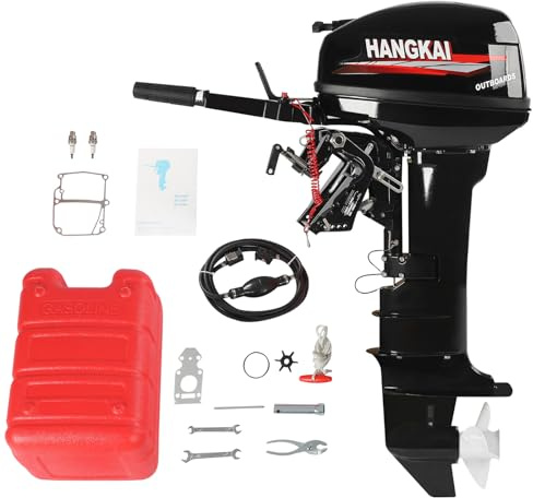 LyeXD 18HP 2-stroke Outboard Motor, 246CC Heavy Duty Gasoline Engine w/Water Cooling Long Shaft for Inflatable, Iron, Plastic & Wooden Boats