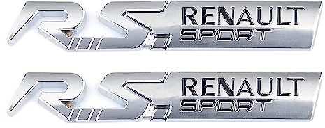 RS Sport Emblem für Aufkleber Dekoration - Kofferraum, Seite, Hinten, Tür - Auto Abzeichen (Silber Schwarz)