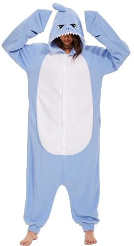 sazpajacos Animal Requin Costume Halloween Cosplay Costume Unisexe Requin Adulte Grenouillère Pyjama Dessin Animé Féroce Requin Costume Habillage Fête pour Femmes Hommes, Bleu M