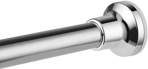 Tiemlet Duschdraperi stänger utan borrning, 74-134 cm, justerbar rostfritt stål silver duschdraperistång, ingen rost duschdraperistång för skåp och badrumsfönster
