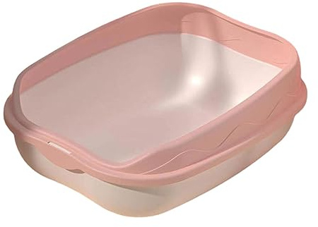 kowaku Lettiera per Gatti, Toilette per Gatti, Protezione antispruzzo Alta, Grande, Staccabile, Robusta, con Lato Alto, Facile da Pulire, Lettiera per Gatti, Rosa Bianco