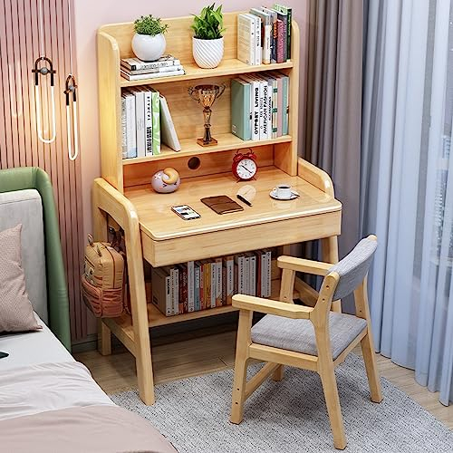 KAZUP Studiertisch für Erwachsene/Studenten, Kleiner Schreibtisch mit Schubladen und Schrank, Home-Office-Schreibtisch, Computertisch für platzsparendes Arbeiten (39 Zoll, Natur)
