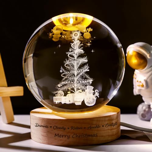 TATLETATLE Palla di cristallo personalizzata con pupazzo di neve,sfera di cristallo con pupazzo di neve con nome da 1 a 10,luci a LED per San Valentino,compleanno,per famiglia,moglie,mamma (stile 4)