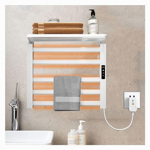 HAZARA Portasciugamani Elettrico 50 * 50cm, Termoarredo Bagno con Timer/Temperatura Regolabile/Display a LED, Stendino Elettrico per Asciugamani,white