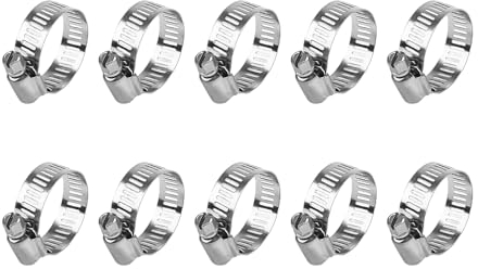 Set di Fascette stringitubo in acciaio inox,Fascette stringitubo regolabili,Acciaio Inox, Tubazioni Fissaggio, clip per tubo robusto e resistente alla ruggine, 6-12mm, 10 pezzi.