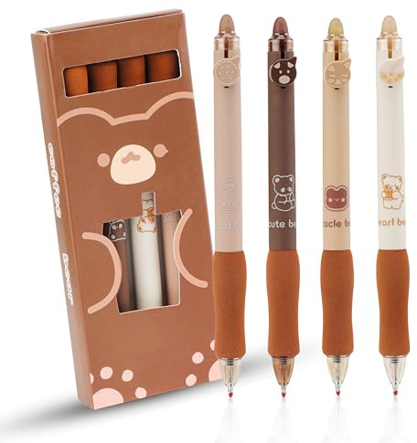 TEKONDA 4 Stück Radierbarer Tintenroller Kugelschreiber mit Radiergummi Stifte Radierbar Blau Ballpoint Pen 0.5mm Kugelschreiber Mine für Schule Home Office