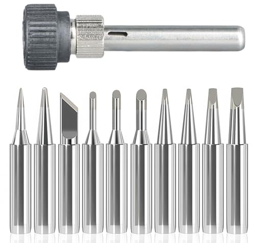 Lötspitzen, 10 Stück Lötkolben Spitzen, Lötkolben Ersatzspitzen, Lötspitzen für Lötstation, 900m-T Lötspitze, Soldering Tips Mit Schweißhülse, Passend für Lötstationsgriffe Der Serie 936