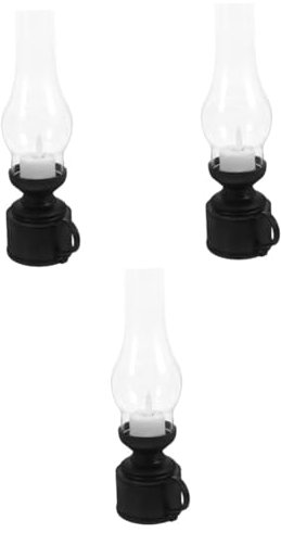 Garneck 3st Retro-petroleumlampe Led-Vintage-Laterne Flammenlose Led-petroleumlampe Vintage Petroleumlampe Rustikale Öllampe Öl Brennende Laterne Led-petroleumlicht Kerosin-Laterne Pp