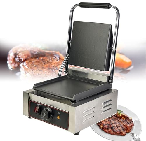forplubossmmp Parrilla Eléctrica para Sándwiches con Revestimiento Antiadherente, Sandwicheras Y Prensas para Pan De 50 A 300 ℃, Prensa para Sándwiches De Acero Inoxidable para Comercial,groo/smoo