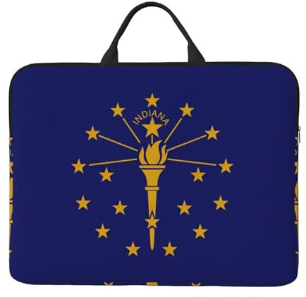 Indiana State Flag stampa Laptop Sleeve Bag per computer portatile 14 pollici, custodia protettiva per il trasporto della copertura del computer