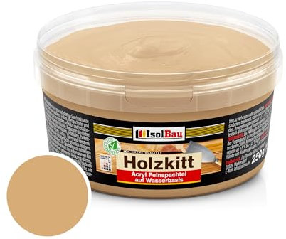 Isolbau - Holz-Spachtelmasse 250 g - Holzspachtel Holzkitt Außen und Innen - Holz-Reparaturspachtel - Holzreparaturmasse - Holz-Fertigspachtel - Schnelltrocknend - Eiche Natur (Nr. 24)