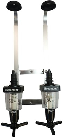 Thompson Cooper Ltd- Wall 2 Bottle Rack 70cl/1Litre Optic, Bar Home, Wall- Mounted, 2 Bottle Rack With Spirit Measures 2 x 50ml