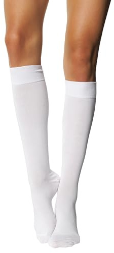 MILENA Calze Donna Sopra il Ginocchio - Calze Eleganti e Traspiranti per Moda, Cosplay, Sport e Uso Quotidiano - Calzini Lunghi Comodi e Versatili, Perfette per Gonne e Shorts, Bianco EUR (37-41)
