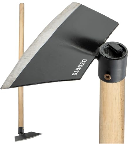 BEGRIS® Herz Hacke aus Metall mit Stiel, Geschmiedete Hacke 6,5x10 cm zum Lockern und Aufbrechen des Bodens, Gartenhacke zum Ausreißen von Unkraut, 2-Zahn-Gabelhacke (Durchschnitt, Rechteck)