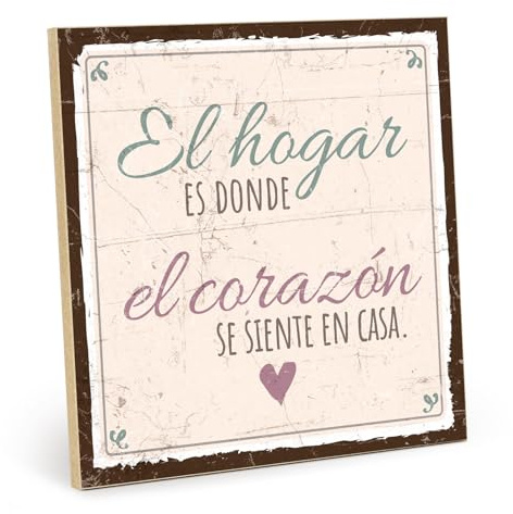 TypeStoff Cartel de madera sobre el corazón, la familia y el amor con la frase – El hogar es donde el corazón se siente en casa - en estética vintage para regalar o decorar - HS-00527-ES