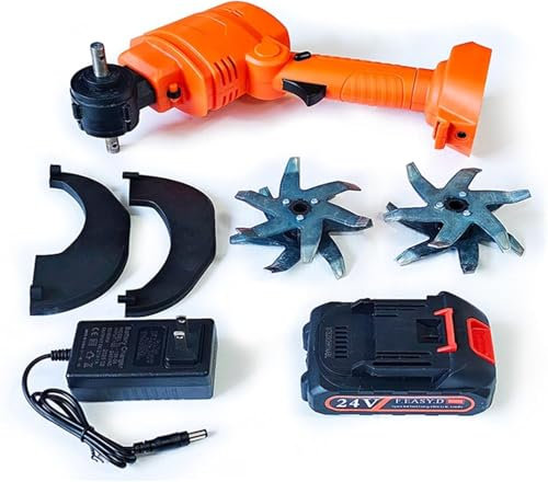 WJMRELIABLE 24v Electric Garden Rotavator,Soil Tiller Rotavator,Cordless Tiller Cultivator,10cm Tilling Width,10cm Working Depth,with 2 X 1500mah Battery,Soil Tiller Rotavator,for Farm,Yard,Lawn