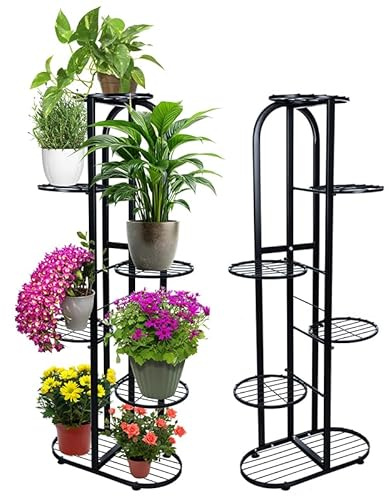 Eleganter Pflanzenständer aus Metall – Blumenregal mit 7 Ebenen für drinnen & draußen – stabiler Blumenständer für Wohnzimmer, Balkon & Garten
