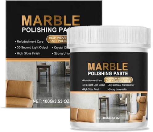 Marble Polishing Paste Kit 100g – Restores Shine & Removes Scratches, Water Stains, Etching for Marble, Granite, Quartz | Stone Polish, Sealer & Protector for Countertops, Floors, Walls