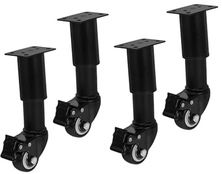 HORIALENCE Patas de Mesa Ajustables de Metal con Ruedas Giratorias, Soporte Resistente para Muebles, Altura Regulable 145-160 Mm, Patas para Sofá y Escritorio, 4 Piezas para Uso Doméstico