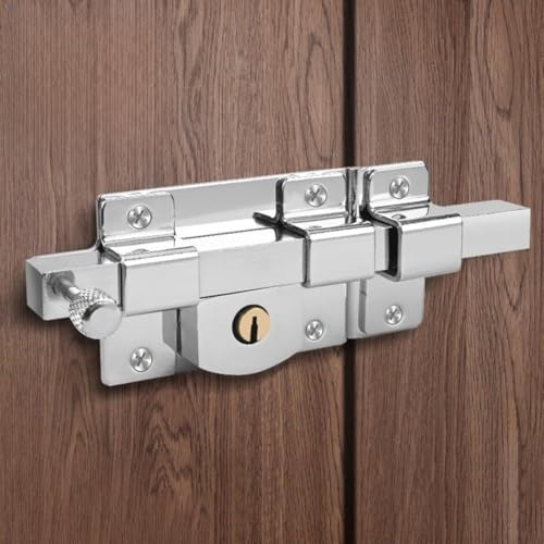 Old Style Außentürschloss für Zauntor, massives Eisen und Kupfer, Anti-Diebstahl-mechanischer Riegel, rostbeständiges Sicherheitsschloss für Holz- oder Metalltüren (rechts)