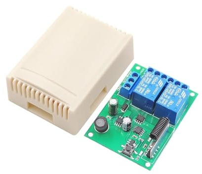 CFWWSAQ Motor Puerta Corredera Interruptor de Control Remoto inalámbrico Universal de 433MHz DC 6V 12V 24V Receptor RF de 2 Canales, Control Remoto de 50m, for luz/Puerta/Motor/Bricolaje(1Receiver)