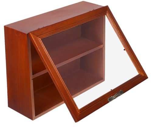 Vintage Vitrine mit Acryl, Braun, Tisch Ausstellungsständer | Vitrinenschrank, Figurenständer, Kleine Figuren und Modellfiguren, Statuenhalter für Sammlung