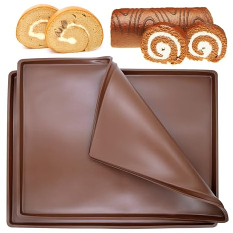 WYYFXY® 2 Stück Silikon Backmatte, 30×38cm Silikonmatte Groß mit Rand | Dauerbackmatte für Backofen Antihafte Silikonmatte Backofen für Biskuitrollen, Gebäck, Teig, Pizza