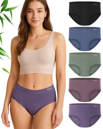 Gladbecke Mutande Donna bambù Elastico Morbide Come la Seta Slip, 5PCS | 94% Bambù e 6% Elastan, Altamente Traspiranti Comode e Prive di Etichette, Elastiche Senza Etichette, S-3XL