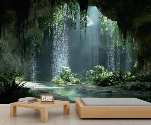 Dschungel-Wasserfall-Tapete, Landschaft, Kindertapete, natürlicher Wald, Wandbild für Mädchen, Schlafzimmer, Wohnzimmer, TV-Hintergrund, 200 x 140 cm