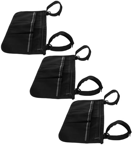 Anneome 3 Pièces Sacoche de Fauteuil Roulant Oxford avec Bandes Réfléchissantes Poche Latérale Multifonction pour Rangement et Accessoires Améliore la Sécurité Nocturne et Facilite