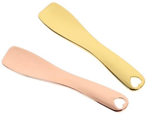LALADEFIEE Cuillère Cosmétique Visage Trou Suspendu Rangement Facile 2 Pièces en Alliage de Zinc Or Mini Portable Outil de Soin Peau Pratique