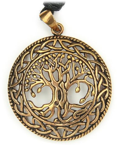 Drachensilber Lebensbaum Bronze Schmuck keltischer Anhänger Wikinger Baum des Lebens– Spirituelles keltisches Amulett Band - Symbol für Stärke & Verbundenheit - Wikinger Baum inkl. Variables Band
