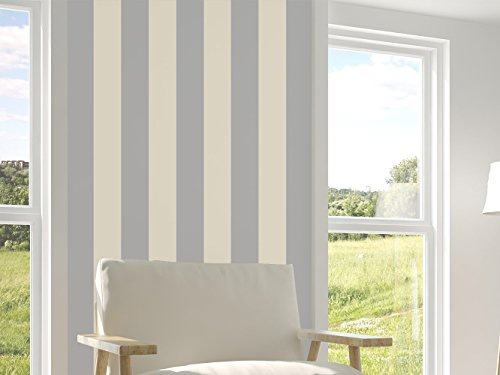 Oedim Selbstklebende vertikale Bordüre, Vinyl, Streifen in Grau und Beige, vertikale Bordüre für Wände, dekoratives Vinyl, Bordüre, 144 x 260 cm, Tapete