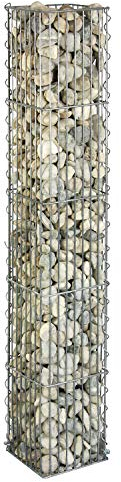 bellissa Gabionen-Steinsäule eckig - 95540 - Dekorative Gabionensäule für den Außenbereich - 20 x 20 x 125 cm